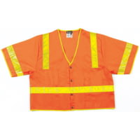 MCR Safety Safety Vest, Class 3 Solid, 2in Vinyl Reflective, Snap Closure, 2 outer 2 Inner Pockets