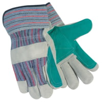 MCR Safety Split Leather Double Palm Work Gloves, Economy Grade Leather, 2.5in Rubberized Safety Cuff