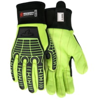 MCR Safety UltraTech Mechanics Hi-Vis Heat and Abrasion Resistant Gloves, Corded Cotton Double Palm, TPR Back of Hand Protection