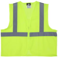 MCR Safety Hi Vis Reflective Safety Vest, ANSI Type R Class 2, Mesh with 2in Silver Stripes, Zipper Front Closure