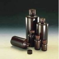 Nalge Nunc Boston Round Bottles, Amber, High-Density Polyethylene, Narrow Mouth, NALGENE 2004-0002, Pack of 12
