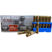 NEMO Arms 5.56mm 55 grain Full Metal Jacket Boat Tail (FMJBT) Brass Cased Rifle Ammunition