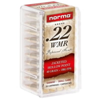 Norma .22 Winchester Magnum Rimfire 40 Grain Jacketed Hollow Point Brass Cased Rimfire Ammunition