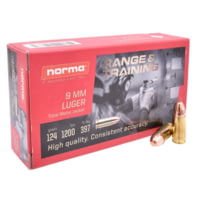 Norma Range and Training 9 mm 124 Grain Full Metal Jacket (FMJ) Brass Cased Pistol Ammunition