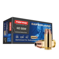 Norma Safeguard .40 S&amp;W 165 Grain Jacketed Hollow Point Brass Cased Pistol Ammunition