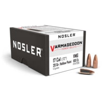Nosler 17205 Varmageddon 17 Caliber .172 20 GR Flat Base Hollow Point (FBHP) 10