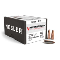 Nosler 35631 Varmageddon 22 Caliber .224 62 GR Flat Base Hollow Point (FBHP) 10