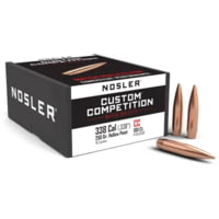Nosler Custom Competition Rifle Bullets, 338 Caliber, 250 Grain, Hollow Point Boat Tail