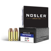 Nosler Defense .45 ACP 230 Grain Bonded Jacketed Hollow Point Brass Cased Cased Pistol Ammunition