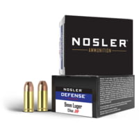 Nosler Defense 9mm +P 124 Grain Bonded Jacketed Hollow Point Brass Cased Cased Pistol Ammunition