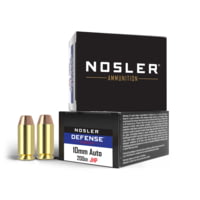 Nosler Defense 10mm 200 Grain Bonded Jacketed Hollow Point (BJHP) Brass Centerfire Pistol Ammunition
