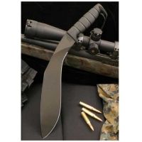 Ontario Knife 17in Kukri Machete w/ Kraton Handle, Black Blade &amp; Plain Edge