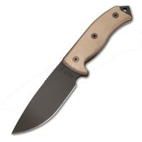 Ontario Knife RAT-5 10.5in Fixed Blade Knife, Tan Canvas Micarta Handle, Cordura Sheath
