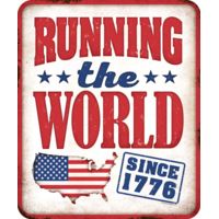 Open Road Brands Die Cut Emb Tin Sign Running The World