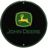 Open Road Brands Embossed Tin Sign John Deere Black 12"x12"