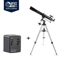 OpticsPlanet Exclusive Celestron PowerSeeker 80EQ Refractor Telescope Package - Telescope 21048 w/ Motor Drive