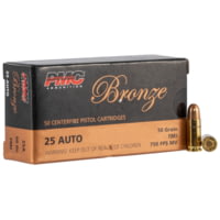 PMC Ammunition Bronze .25 ACP 50 Grain Full Metal Jacket Brass Cased Pistol Ammunition