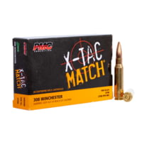 PMC Ammunition X-Tac Match .308 Winchester 168 Grain Open Tip Match Brass Cased Rifle Ammunition