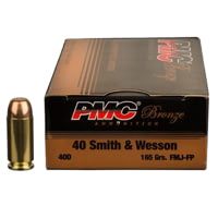 PMC Ammunition Bronze .40 S&amp;W 165 Grain Full Metal Jacket Brass Cased Pistol Ammunition