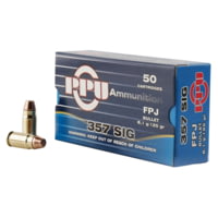PPU Handgun .357 SIG 125 Grain Flat Point Jacketed Brass Cased Pistol Ammunition