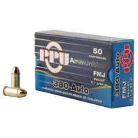 PPU .380 ACP 94 Grain Full Metal Jacket Brass Cased Centerfire Pistol Ammunition