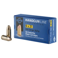 PPU Handgun 9x21 IMI 124 Grain Full Metal Jacket Brass Cased Pistol Ammunition