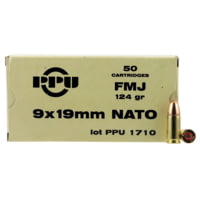 PPU PPN9 Mil-Spec 9mm NATO 124 Gr Full Metal Jacket (FMJ) 50 Bx/ 20 Cs