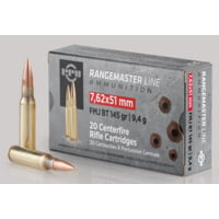 PPU Rangemaster 7.62x51mm NATO 145 Grain Full Metal Jacket Boat Tail (FMJB) Centerfire Rifle Ammunition