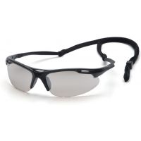 Pyramex Avante Safety Eye Glasses - Black Frame and Indoor Outdoor Mirror Lens w/ Cord