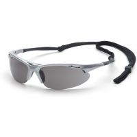 Pyramex Avante Series Safety Eyewear - Silver Frame and Gray Lens with Cord