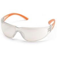 Pyramex Cortez Safety Glasses - Indoor/Outdoor Mirror Lens, Orange Temples Frame