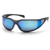 Pyramex Exeter Safety Glasses - Ice Blue Mirror Anti-Fog Lens, Charcoal Gray Frame