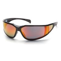 Pyramex Exeter Safety Glasses - Sky Red Mirror Anti-Fog Lens, Glossy Black Frame