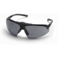 Pyramex Onix Plus Safety Glasses - Clear Anti-Fog Bottom Lens/ Gray Flip Lens Lens, Black Frame