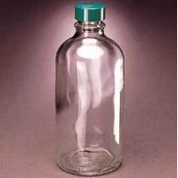Qorpak Boston Round Bottles, Narrow Mouth, Qorpak 7910 With Fluoropolymer Resin-Lined Green Thermoset Cap, Case of 24