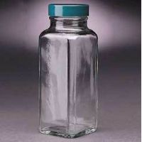 Qorpak French Square Bottles, Wide Mouth, Qorpak 7705D With 14B Rubber-Lined Black Phenolic Cap, Case of 24