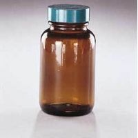 Qorpak Packers, Amber, Wide Mouth, Qorpak 7935 With Fluoropolymer Resin-Lined Green Thermoset Cap, Case of 12