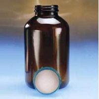 Qorpak Wide-Mouth Bottles, Amber Glass, V I, with Caps, Qorpak 2P02QGTV With Fluoropolymer Resin-Lined Green Thermoset Caps, Case of 24