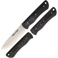 Real Steel Bushcraft Fixed Blade Knife Set,Black/Green Micarta Handle