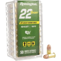 Remington 22 Short .22 Short 29 Grain Copper Plated Full Metal Jacket Brass Round Nose Brass Rimfire Ammunition