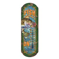 River's Edge Fish On Tin Thermometer 1244