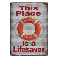 River's Edge 12in x 17in Tin Sign - Lifesaver