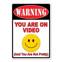 River's Edge 12in x 17in Tin Sign - Warning On Video