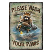 River's Edge 12in x 17in Tin Sign - Wash Your Paws