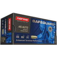 Norma Safeguard .45 ACP 230 Grain Jacketed Hollow Point Brass Cased Centerfire Pistol Ammunition