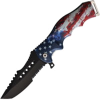 S-TEC Linerlock A/O Flag STT271062 3.75 in Stainless Steel Assisted Opening Folding Knife