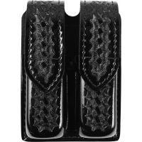 Safariland 77 Double Handgun Magazine Pouch - Basketweave Hi Gloss Black, Ambidextrous 77-383-98V