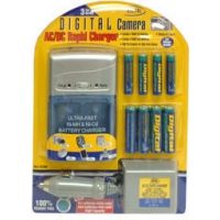 Sakar Rapid w/ 4AA &amp; 4AAA Batteries plus Car cord Rechargeable Battery Charger Kit CH-3988
