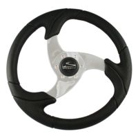 Schmitt &amp; Ongaro Marine Folletto 14.2" Black Poly Steering Wheel w/ Polished Spokes and Black Cap
