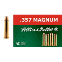 Sellier &amp; Bellot 357 Magnum 158 Grain Lead Flat Nose Brass Cased Pistol Ammunition